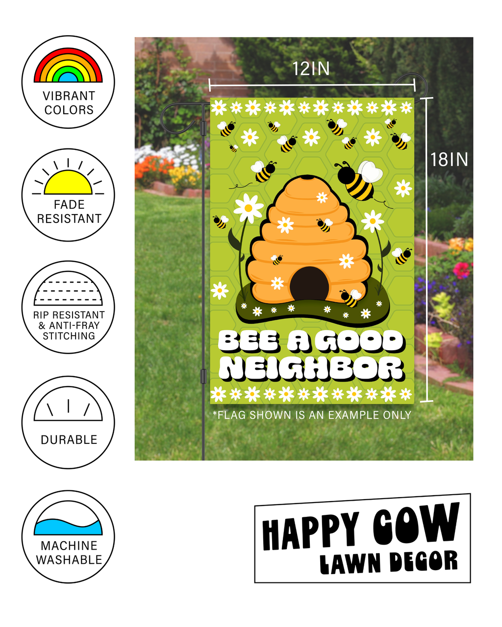 Happy Cow Lawn Decor - "Beware of the Chickens" Garden Flag #G1143-1
