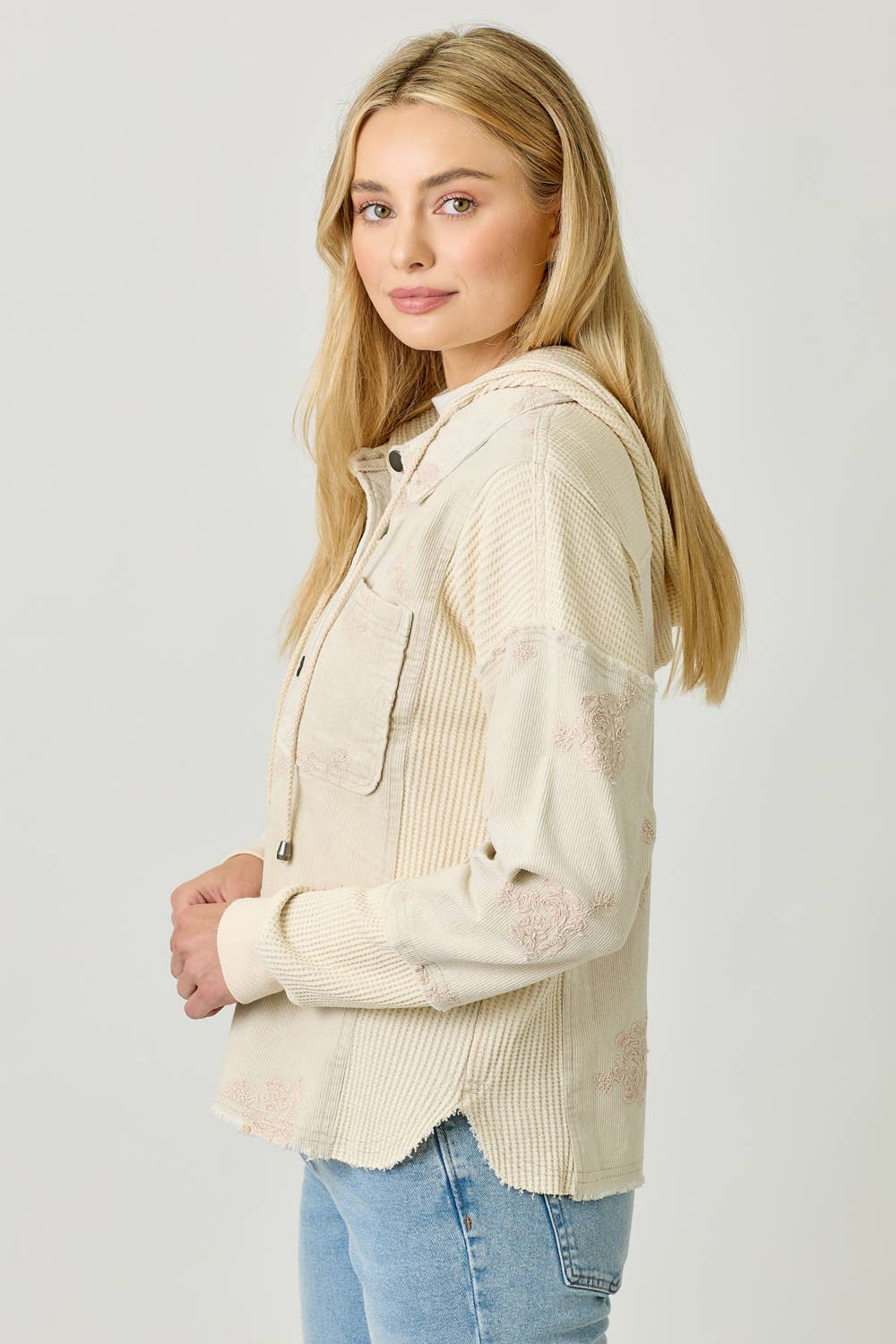 Festive Flower Embroidery Hoodie Jacket