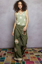 Pol Clothing - V-neck Sleeveless Front Star Patches