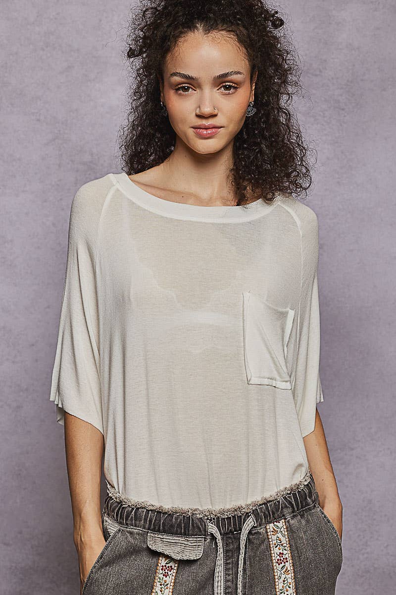 Pol Clothing - Vintage Washed Relaxed Fit Jersey Top Everyday Tee SALE