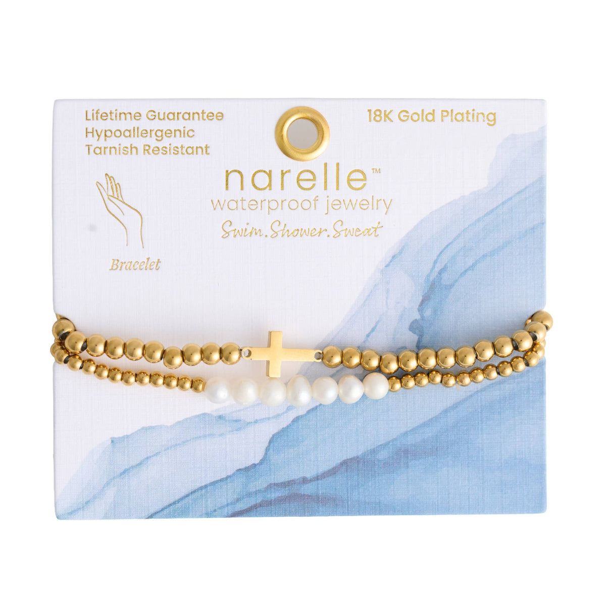 Howard's - Cross Bracelet Pearl Beaded Waterproof Narelle Duo Set