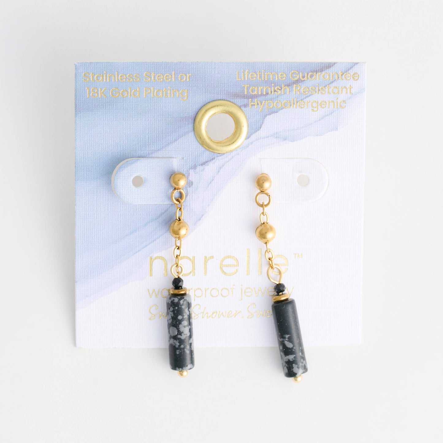 Howard's - Waterproof Earrings Drop Apatite Beaded Narelle Gold
