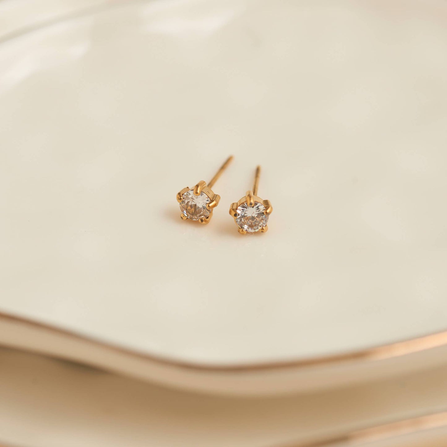 Howard's - Waterproof Earrings 4mm Round Cubic Zirconia Stud Narelle