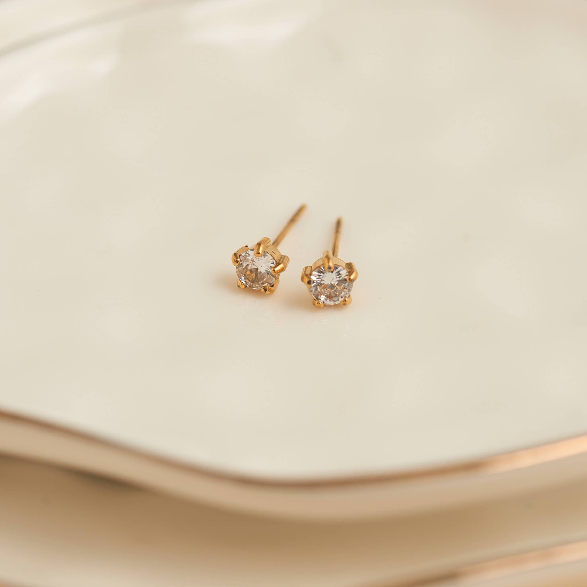Howard's - Waterproof Earrings 4mm Round Cubic Zirconia Stud Narelle