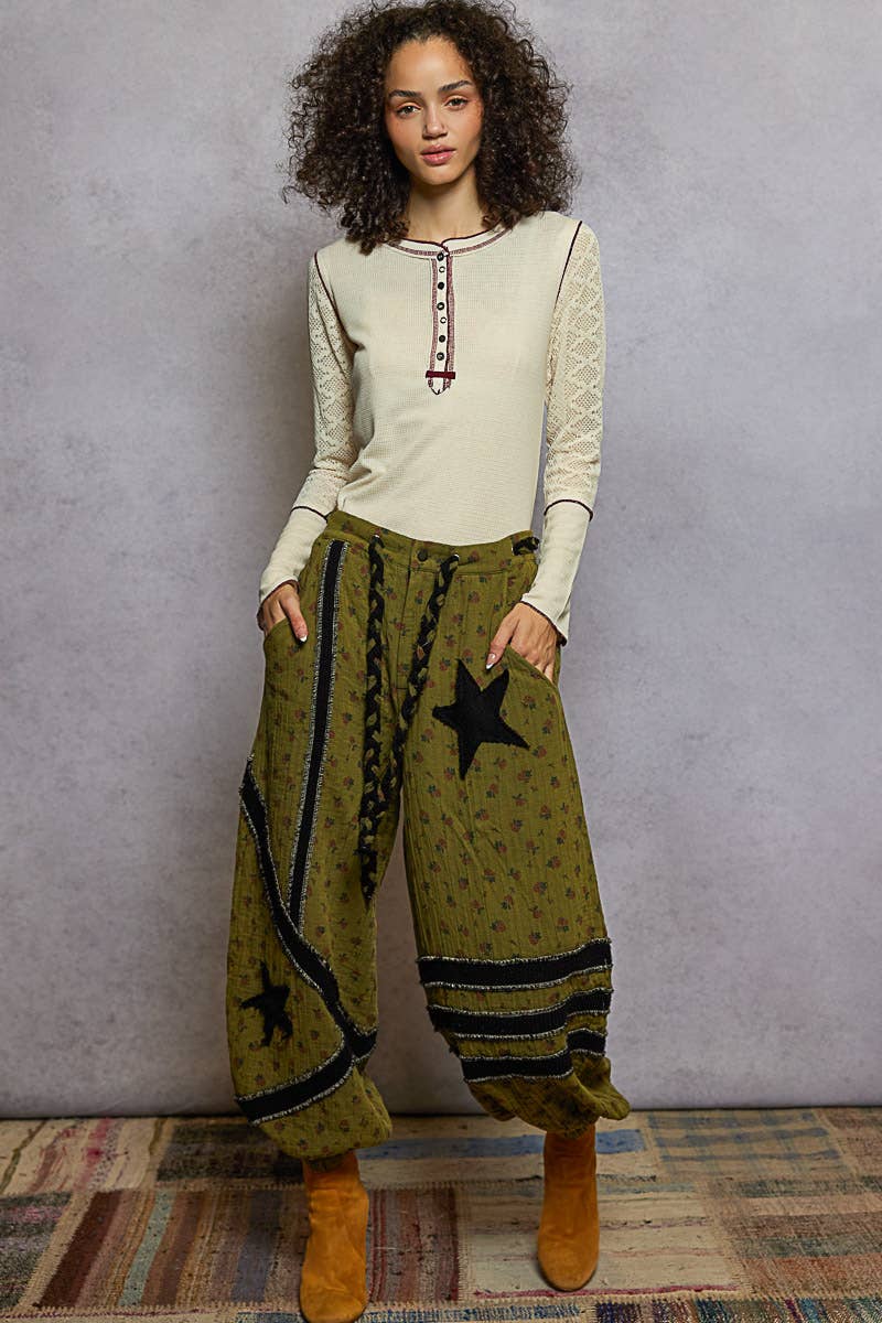 Pol Clothing - Round neck solid cut and sew knit mix knit top