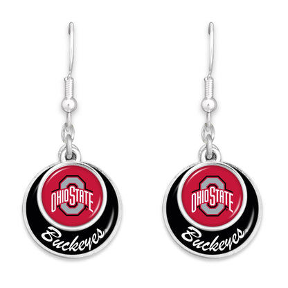 From The Heart - Ohio State Buckeyes Stacked Disk Earrings