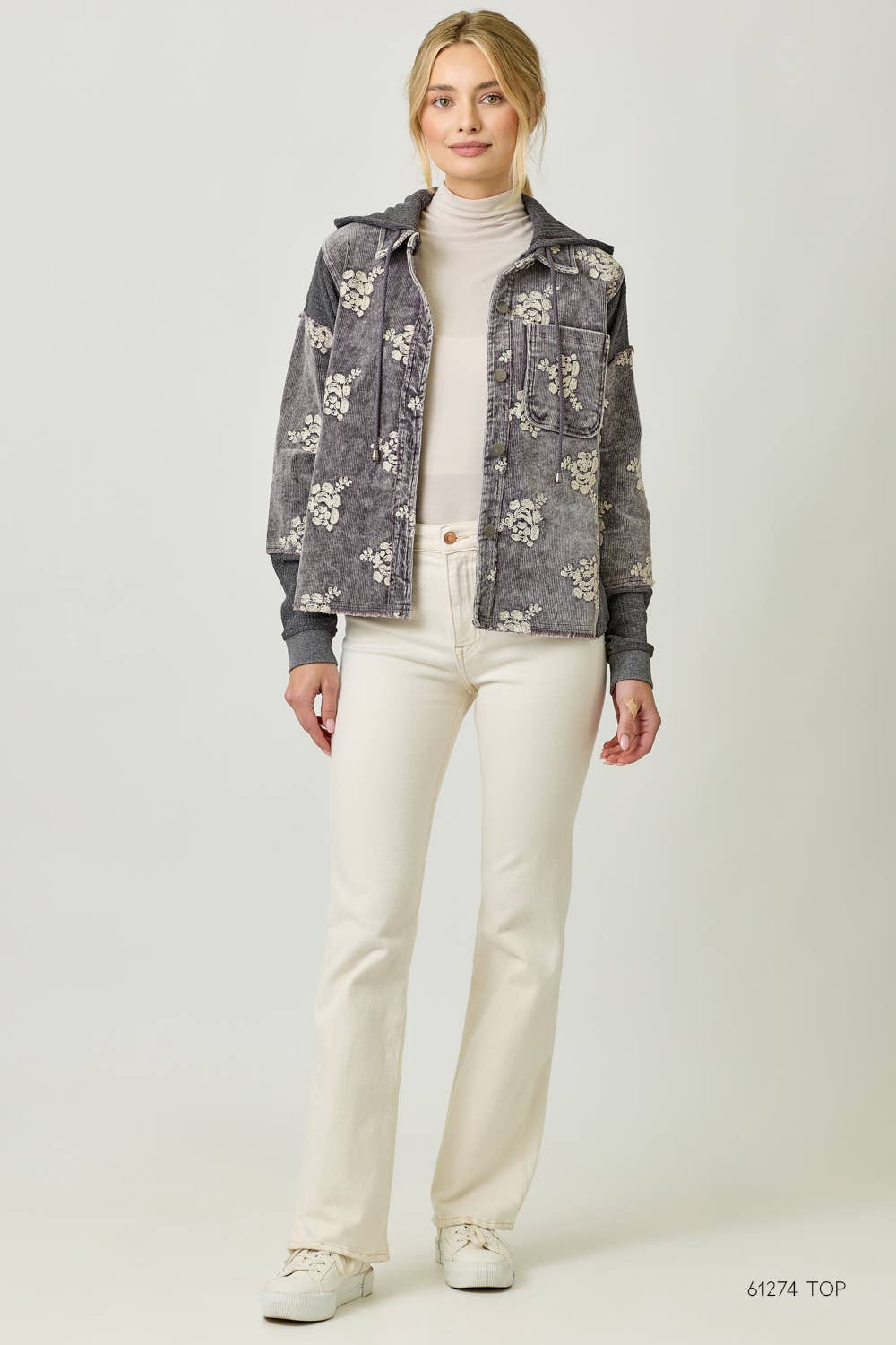 Festive Flower Embroidery Hoodie Jacket
