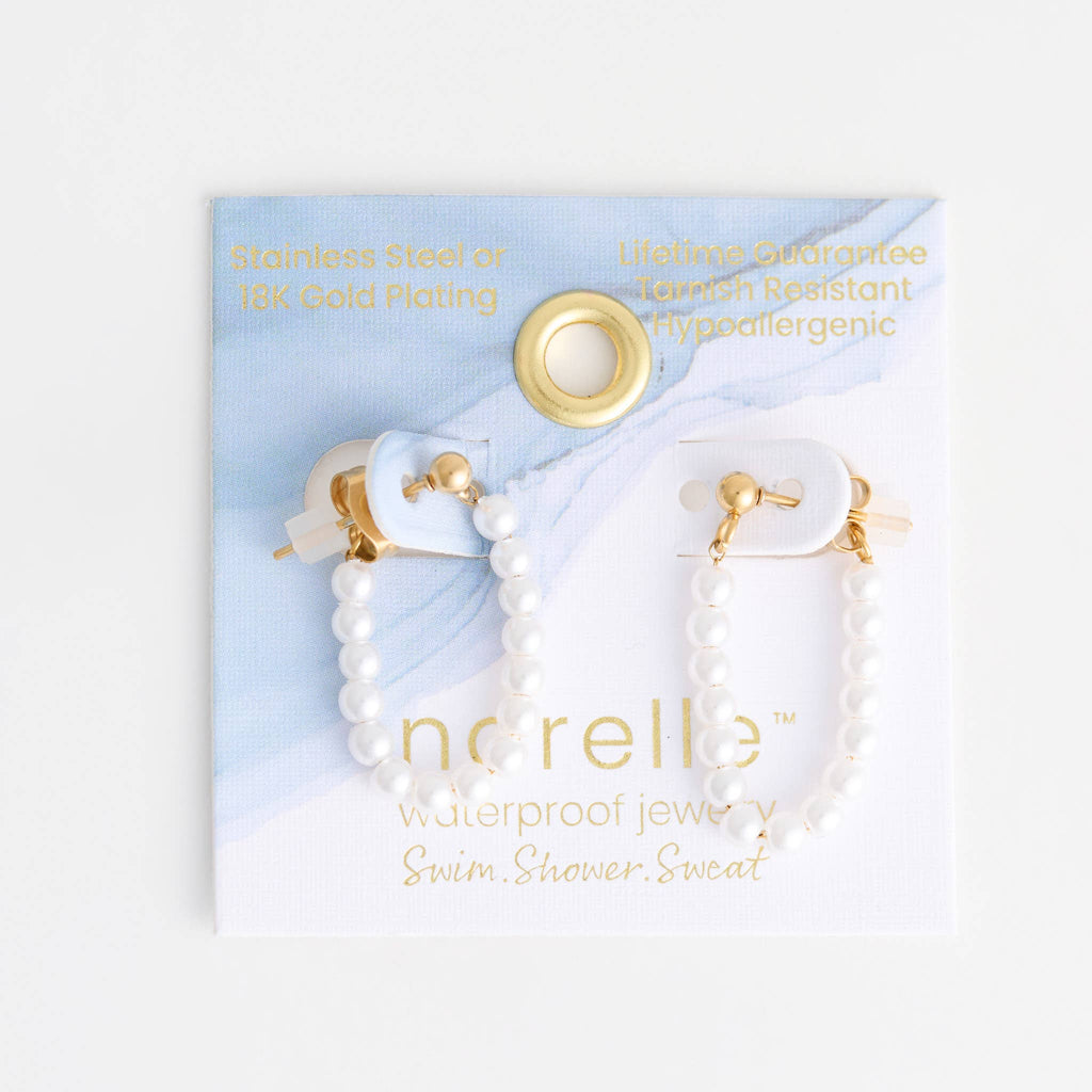 Waterproof Earrings Genuine Pearl Beaded Drop Narelle Gold
