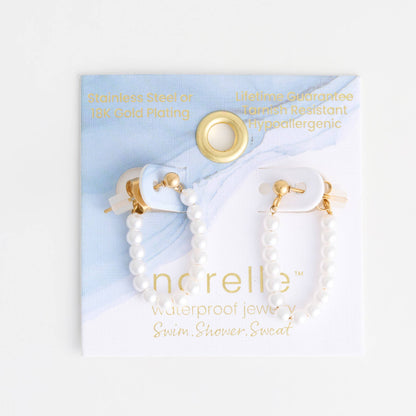 Waterproof Earrings Genuine Pearl Beaded Drop Narelle Gold