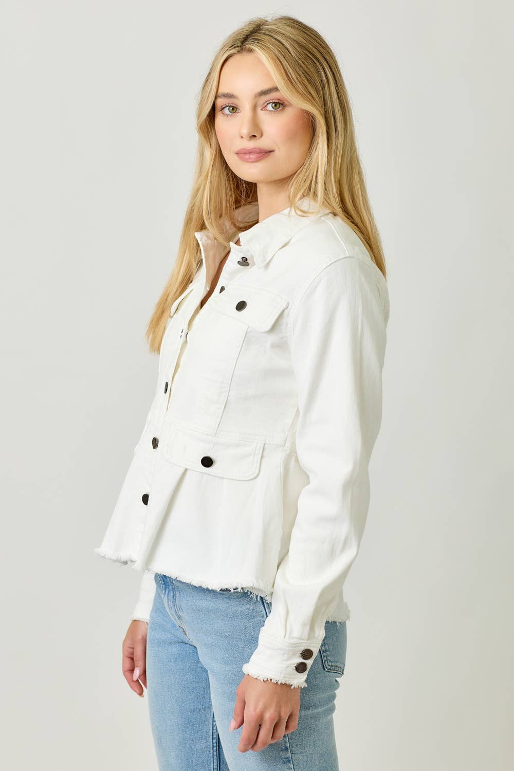 Alex Washed Denim Peplum Jacket