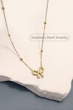 18K STAINLESS STEEL TARNISH FREE BOW NECKLACE |