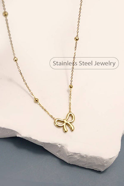 18K STAINLESS STEEL TARNISH FREE BOW NECKLACE |