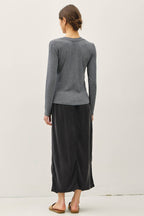 MODAL CLASSIC RIBBED LONGSLEEVE HENLEY BASIC TOP