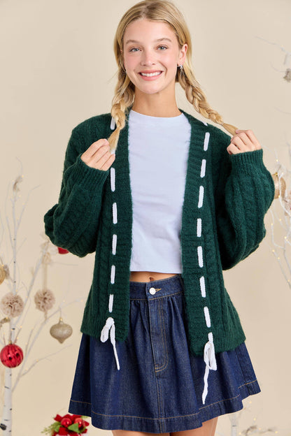 Festive Holiday Cable Knit Cardigan