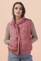 Bermie Mock Neck Casual Zigzag Quilted Puffer Vest