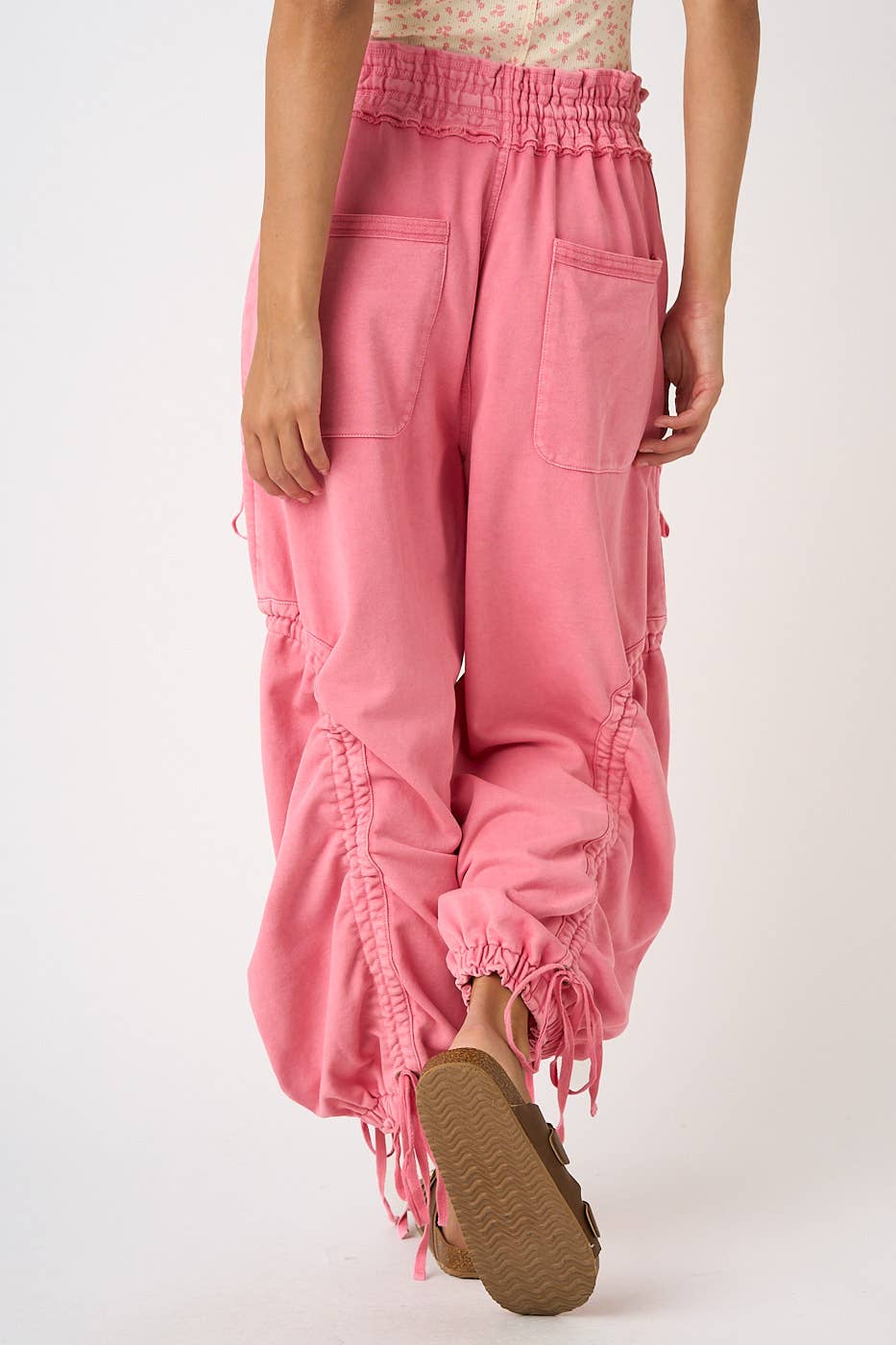 WASHED FRENCH TERRY DROP POCKET BALLOON PANTS