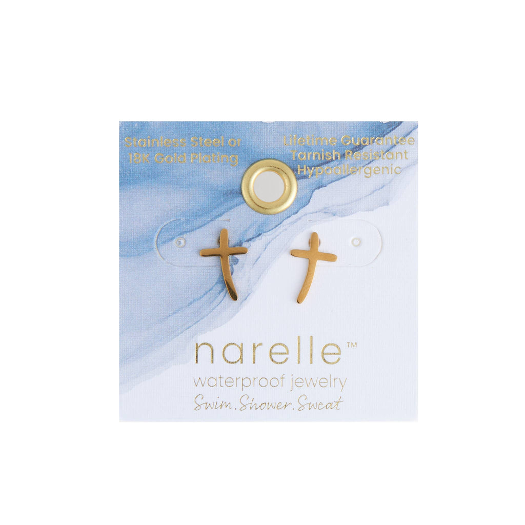 Howard's - Waterproof Earrings Cross Studs in Gold & Stainless Steel