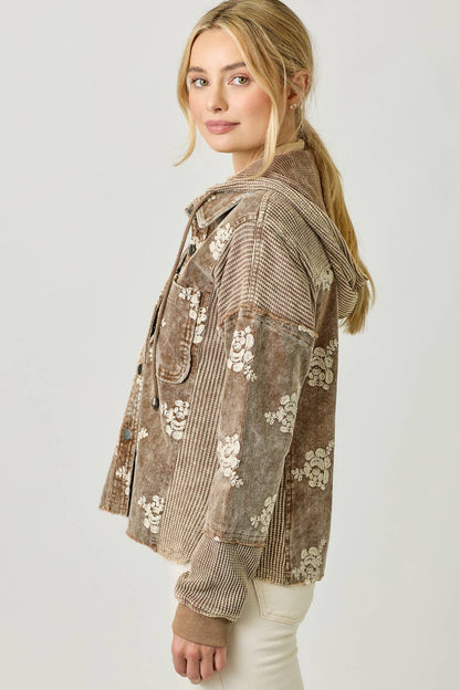 Festive Flower Embroidery Hoodie Jacket