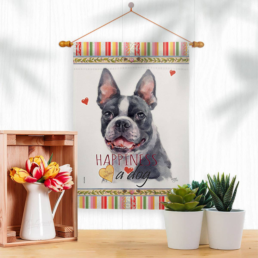 Two Group Flag Co - Boston Terrier Happiness Animals Dog Decor Flag