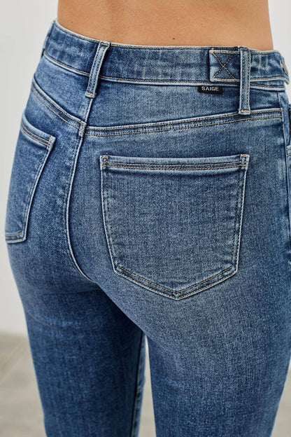 SAIGE DENIM MID RISE SKINNY CROP