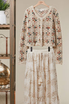 Mello. - Boho Patchwork Crochet Button Cardigan