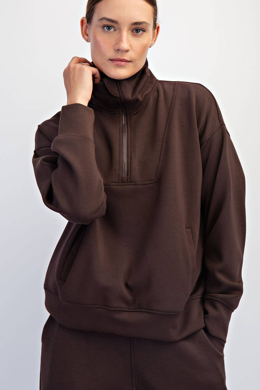 Rae Mode - MODAL SCUBA QUARTER ZIP FUNNEL NECK PULLOVER