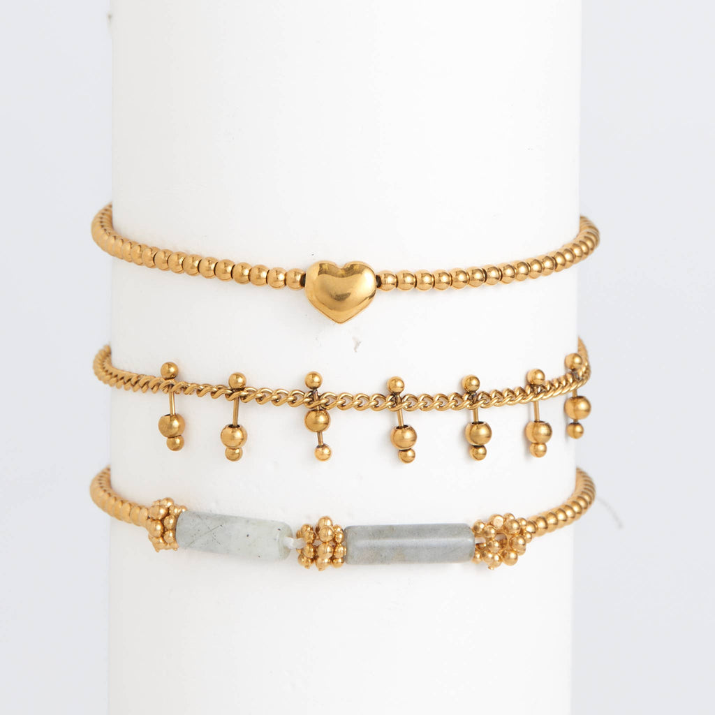 Howard's - Waterproof Bracelet Heart Beaded 3-Piece Set Narelle