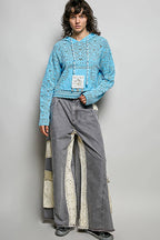 Pol Clothing - Chenille Crochet Lightweight Pullover Hoodie Sweater