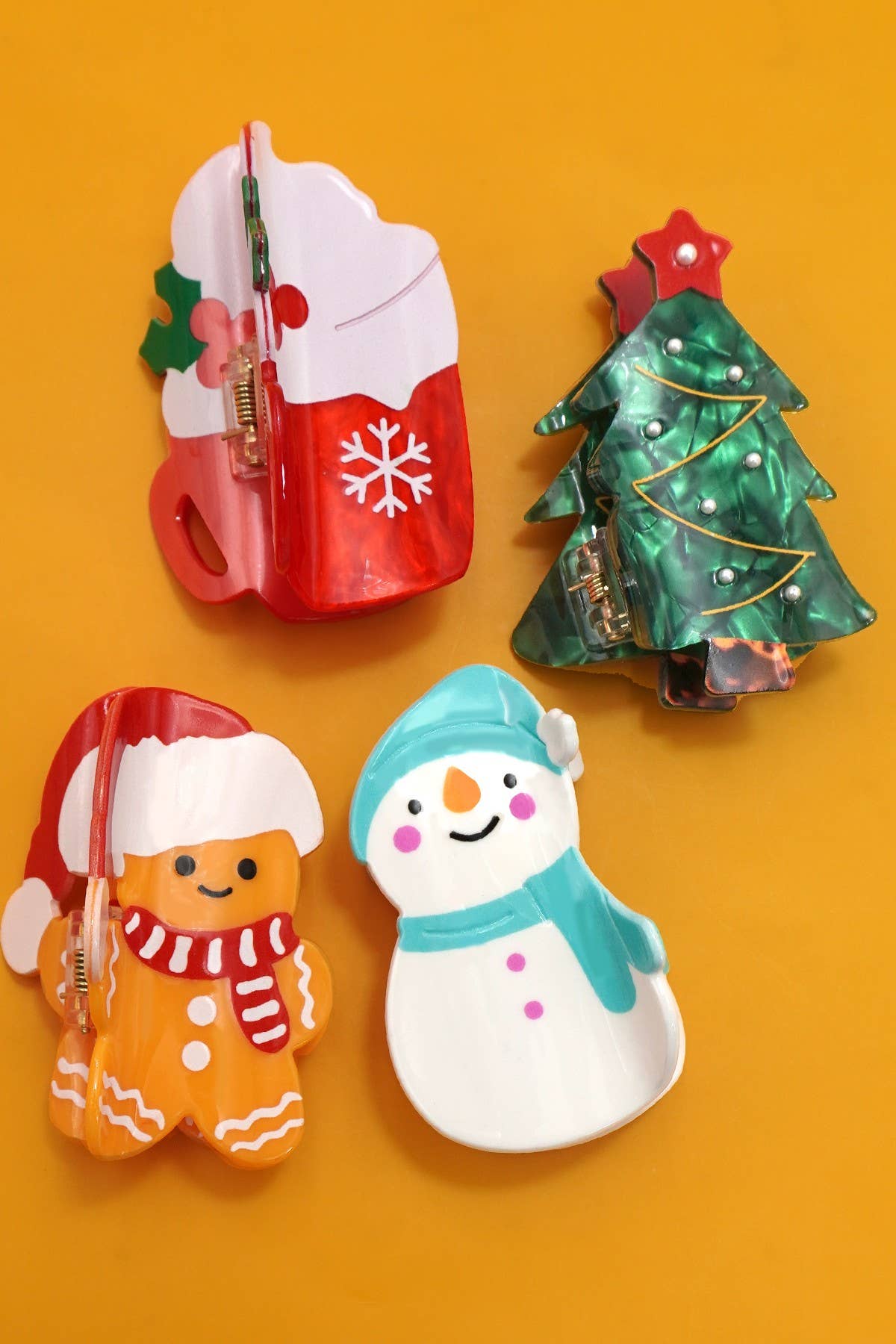 JOSSLYN by wall to wall - CHRISTMAS TREE SANTA SNOWMAN HAIR CLAW CLIPS |