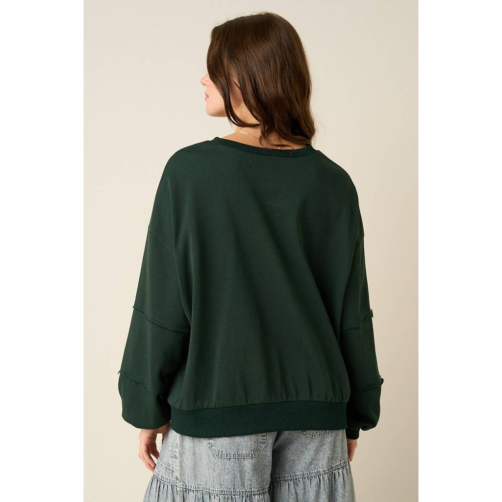 WALK BY FAITH PATCHWORK LETTERING SWEATSHIRT