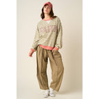 FAITH PATCHWORK STRIPED LONG SLEEVE SWEATSHIRT