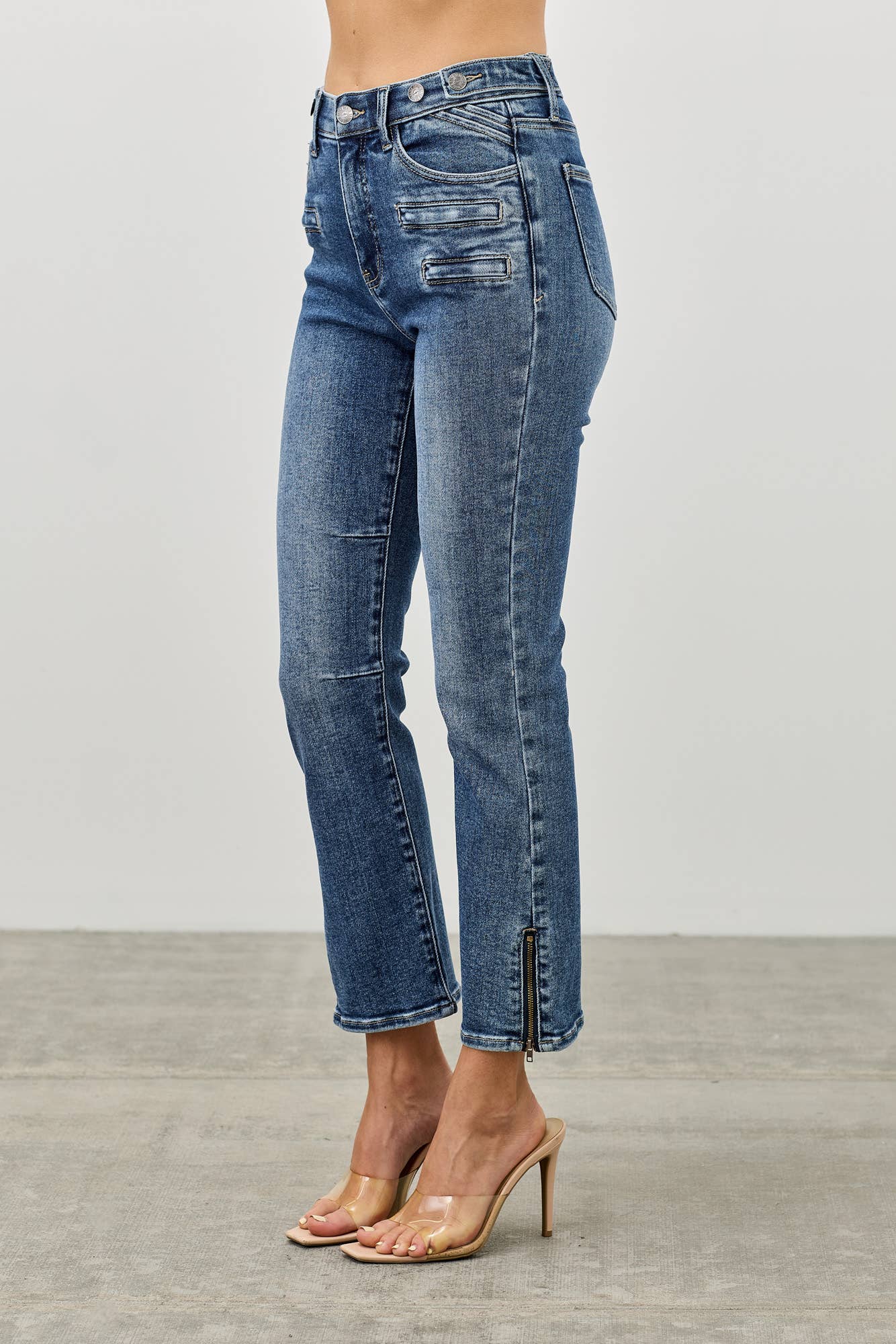 SAIGE DENIM MID RISE SKINNY CROP