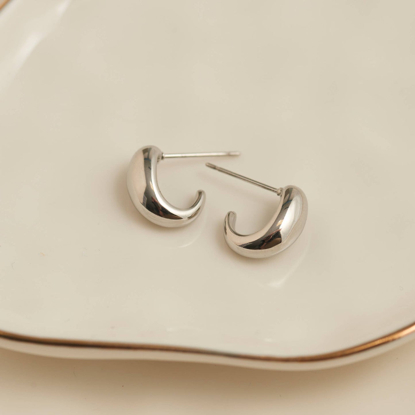 Howard's - Waterproof Earrings Half Loop Hoop in Gold & Stainless Steel