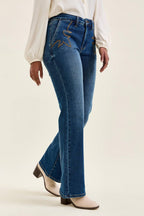 Judy Blue Jeans - MR TC DAISY Bootcut w/ Cowboy Boot Stitching MD Saddle Blue