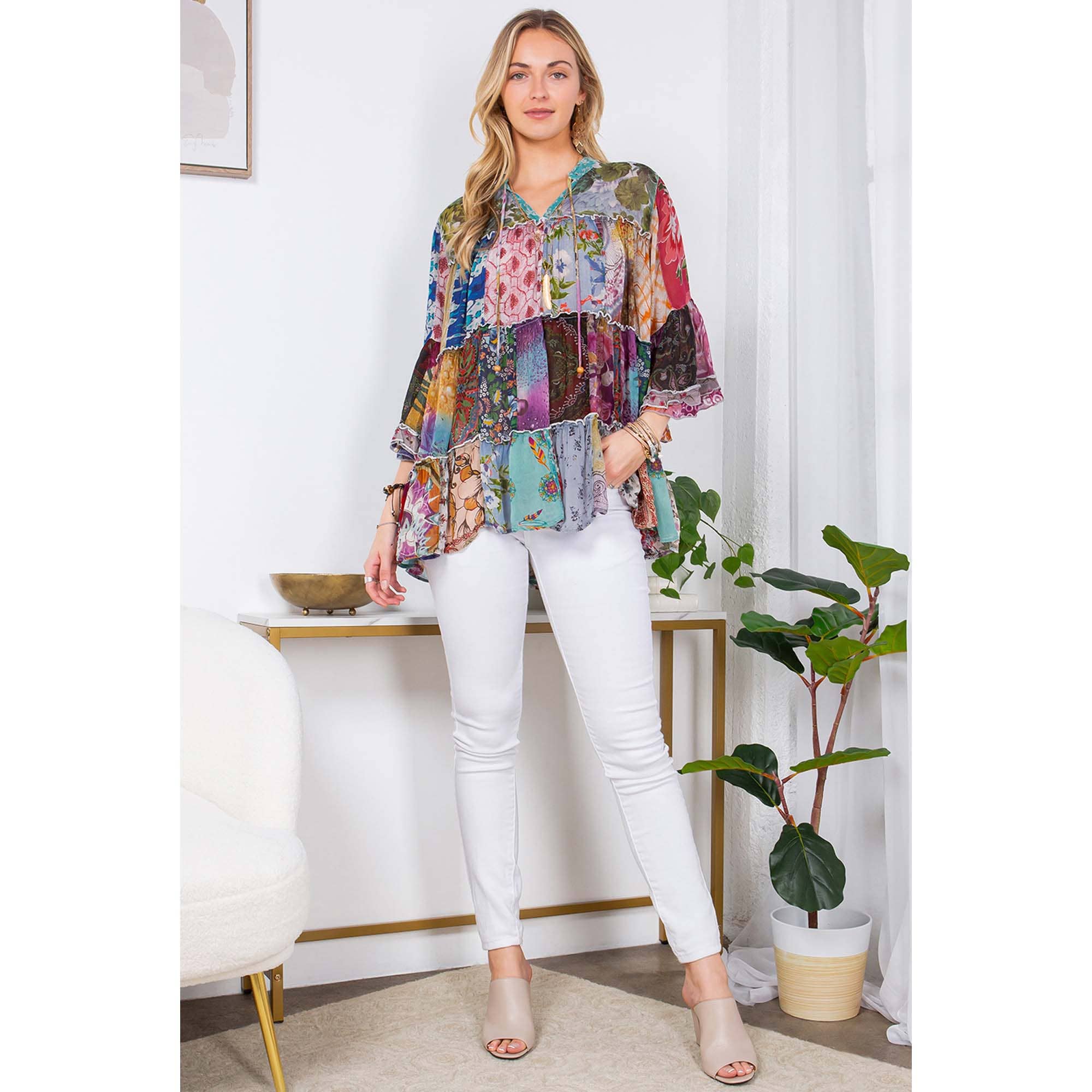 Chic Overdyed Band Collar Jhabla Top (New Color)