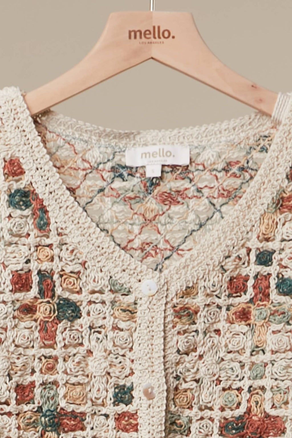 Mello. - Boho Patchwork Crochet Button Cardigan