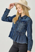 Alex Washed Denim Peplum Jacket