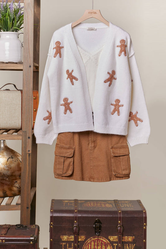 Mello. - Gingerbread Man Patch Cardigan