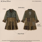 Young Threads - Boho Embroidered Floral Plaid Button-Down Top NEW