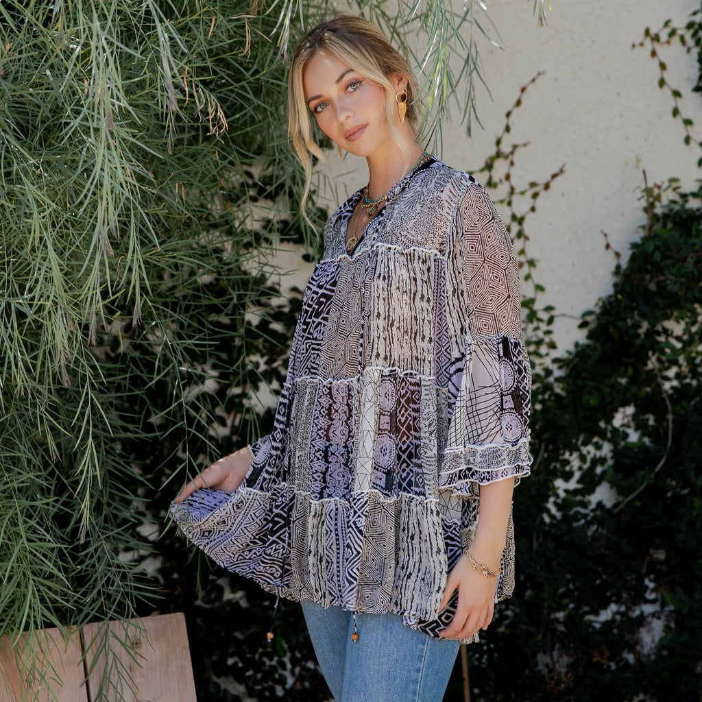 Chic Overdyed Band Collar Jhabla Top (New Color)