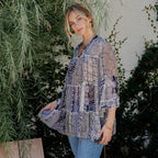 Chic Overdyed Band Collar Jhabla Top (New Color)