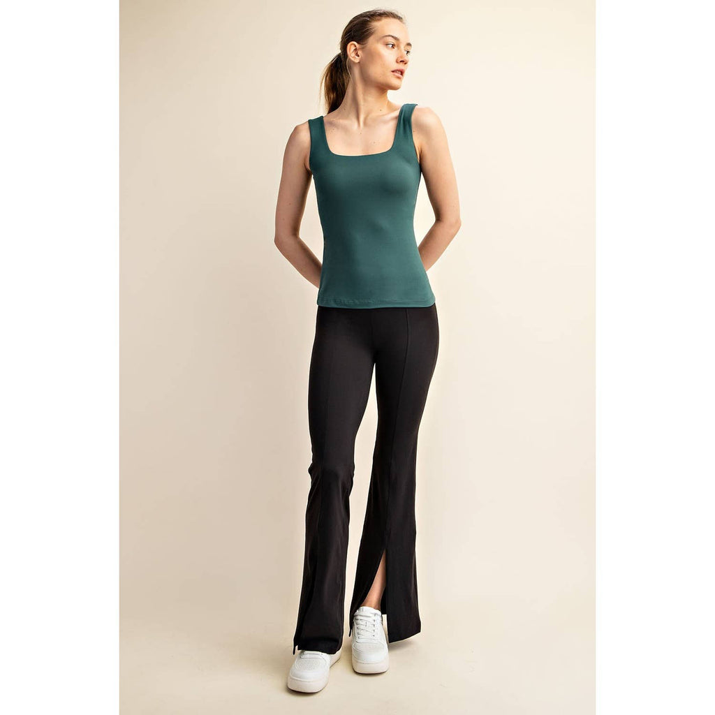 BUTTER FABRIC SQUARE NECKLINE SLEEVELESS TANK TOP