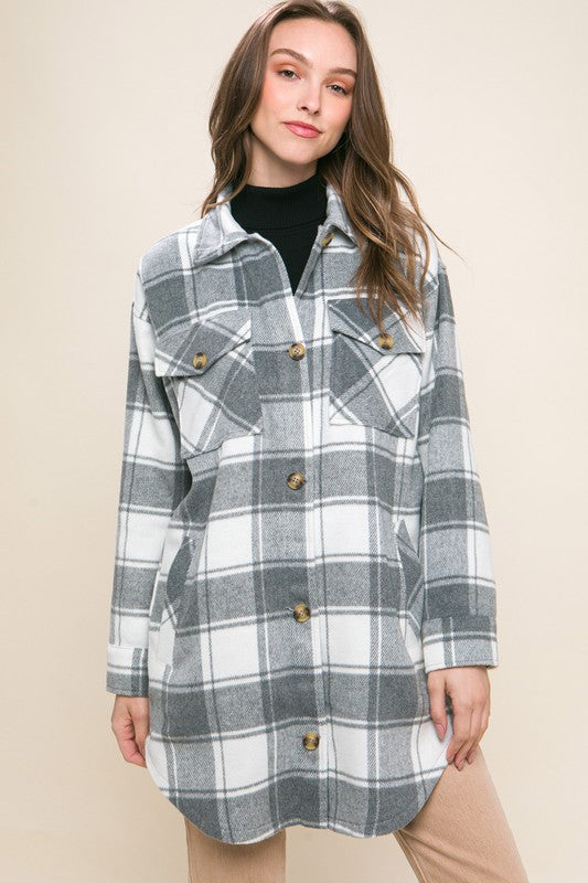 Amanda Oversized Plain Button Up Shacket