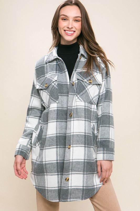 Amanda Oversized Plain Button Up Shacket