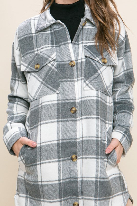 Amanda Oversized Plain Button Up Shacket