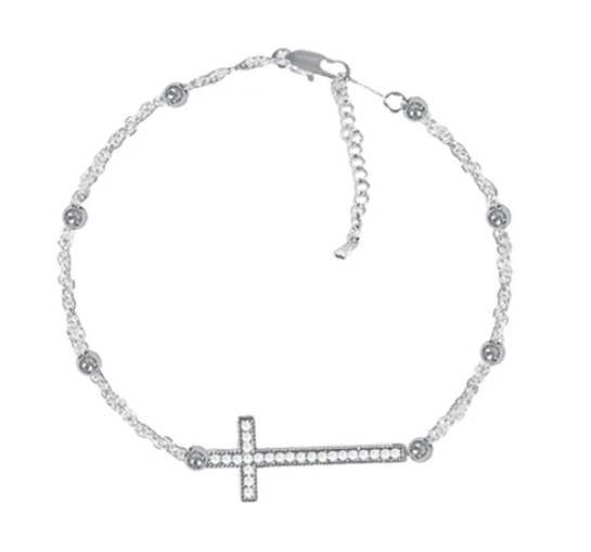 Anklet- Sideways Cross