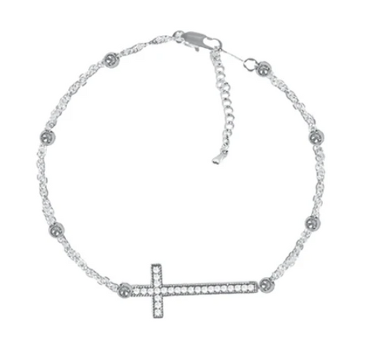 Anklet- Sideways Cross