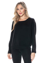 Ariella Crew Neck With Pleather Sleeves in Scuba