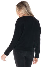 Ariella Crew Neck With Pleather Sleeves in Scuba