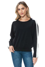 Ariella Crew Neck With White Sleeves in Scuba